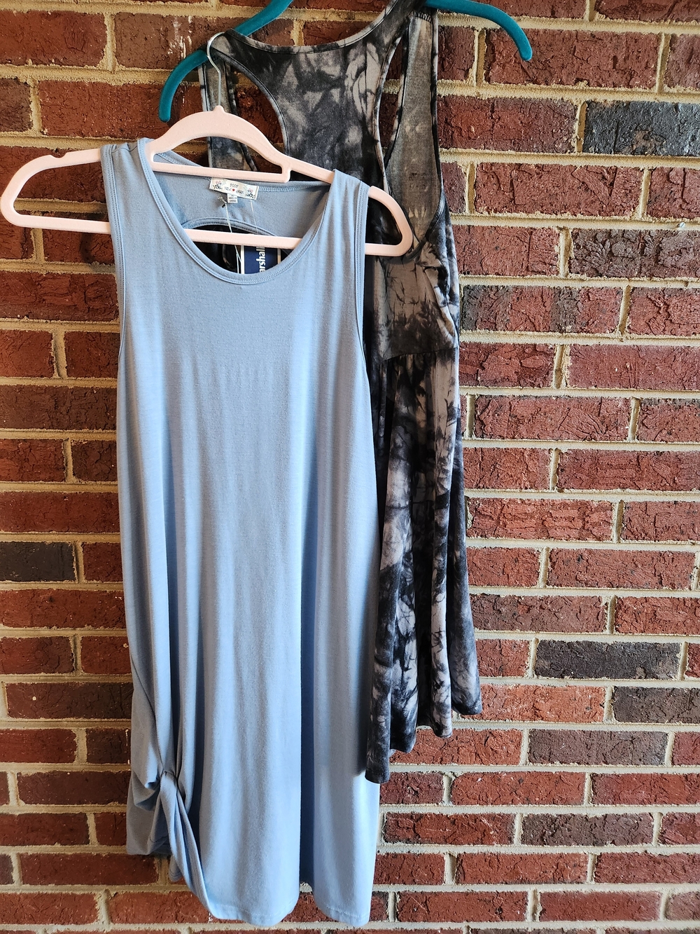 Black and Gray Tie-Dye Racerback Tank Tunics Lot Of 2 Medium
